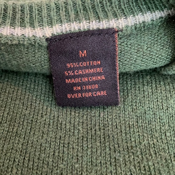 Men's green v-neck sweater - Picture 2 of 5